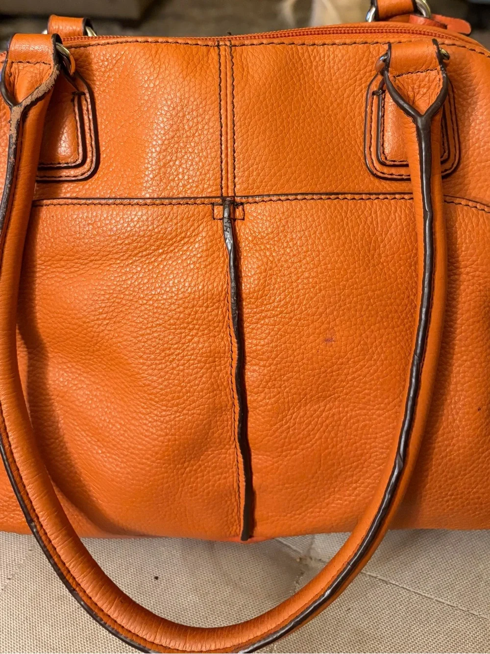 Tignanello Orange Leather Satchel